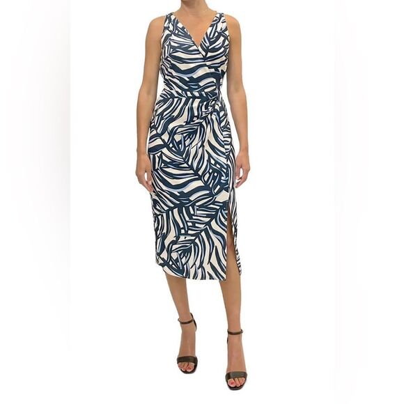 Sam Edelman Faux Wrap Maxi-Dress V-Neck Sleeveless NWT Sz 10 geometric pattern - Picture 1 of 15